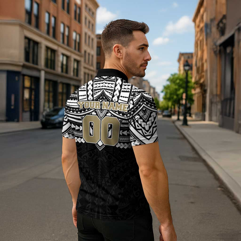 Personalized Collingwood Magpies Zipper Polo Shirt Polynesian Tribal Pattern Heritage Football