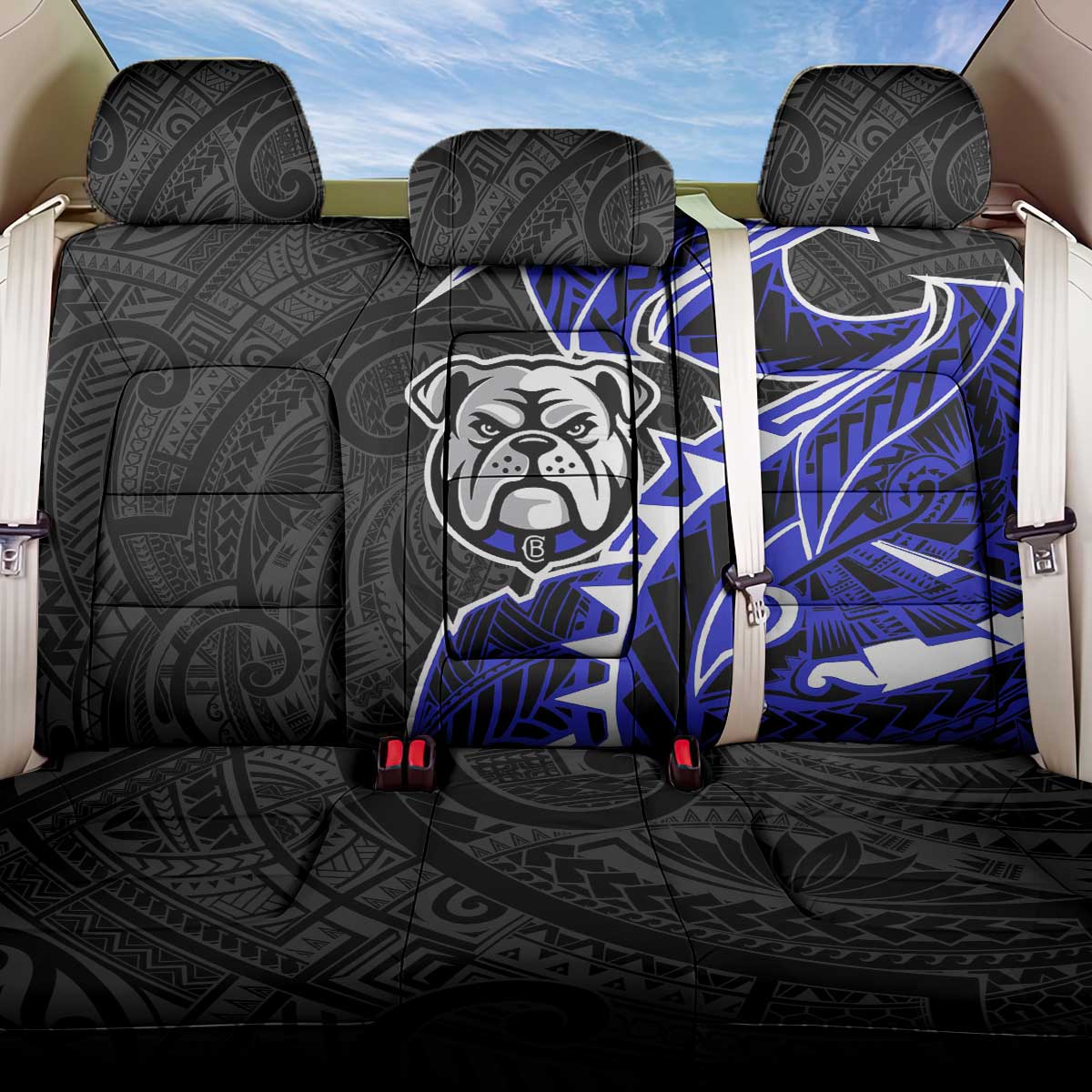 Canterbury Bankstown Bulldogs Back Car Seat Cover Polynesian Tribal Tattoo Pacific Sport Art