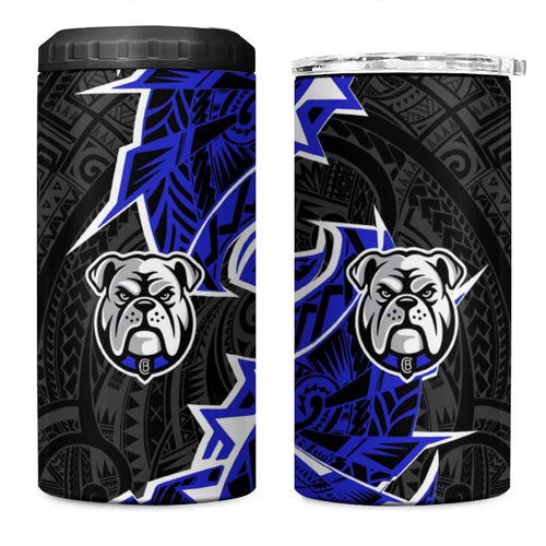 Canterbury Bankstown Bulldogs 4 in 1 Can Cooler Tumbler Polynesian Tribal Tattoo Pacific Sport Art