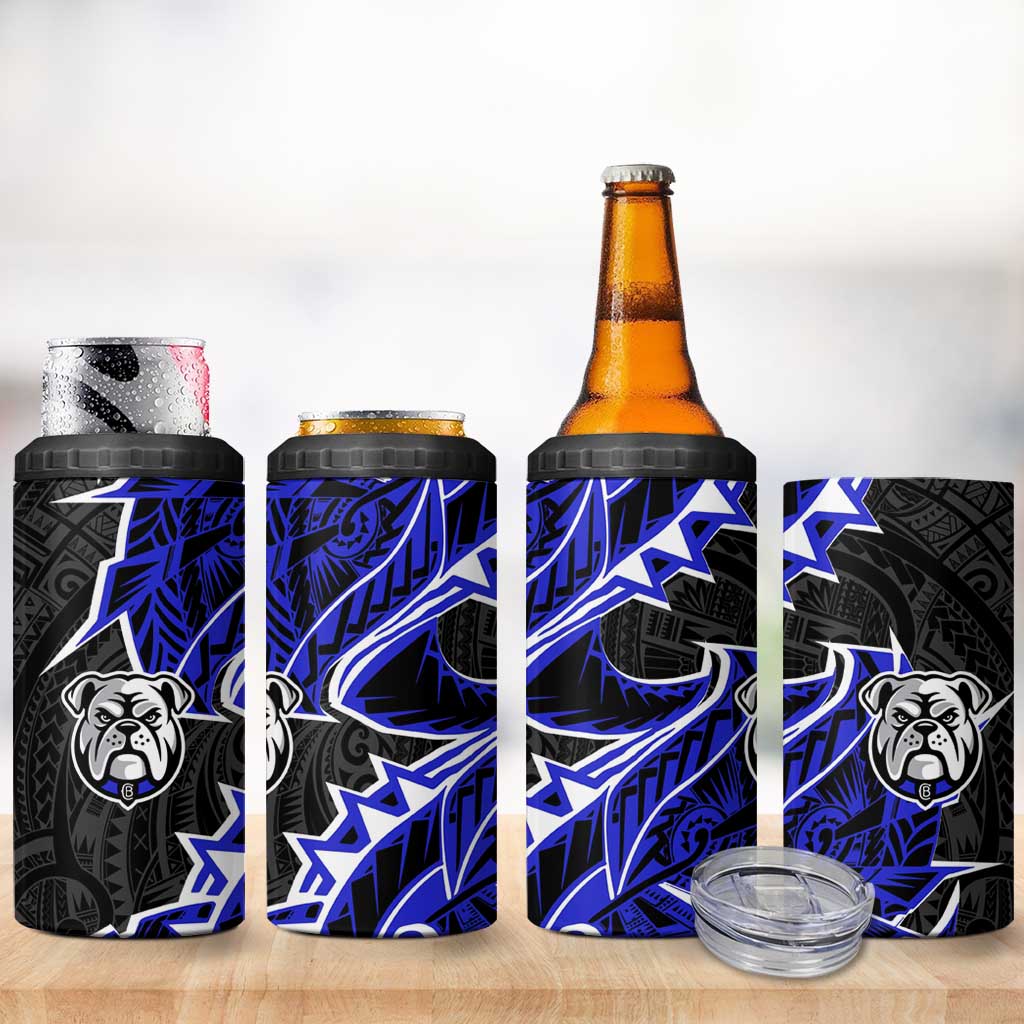 Canterbury Bankstown Bulldogs 4 in 1 Can Cooler Tumbler Polynesian Tribal Tattoo Pacific Sport Art