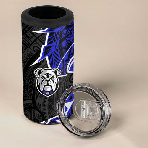Canterbury Bankstown Bulldogs 4 in 1 Can Cooler Tumbler Polynesian Tribal Tattoo Pacific Sport Art