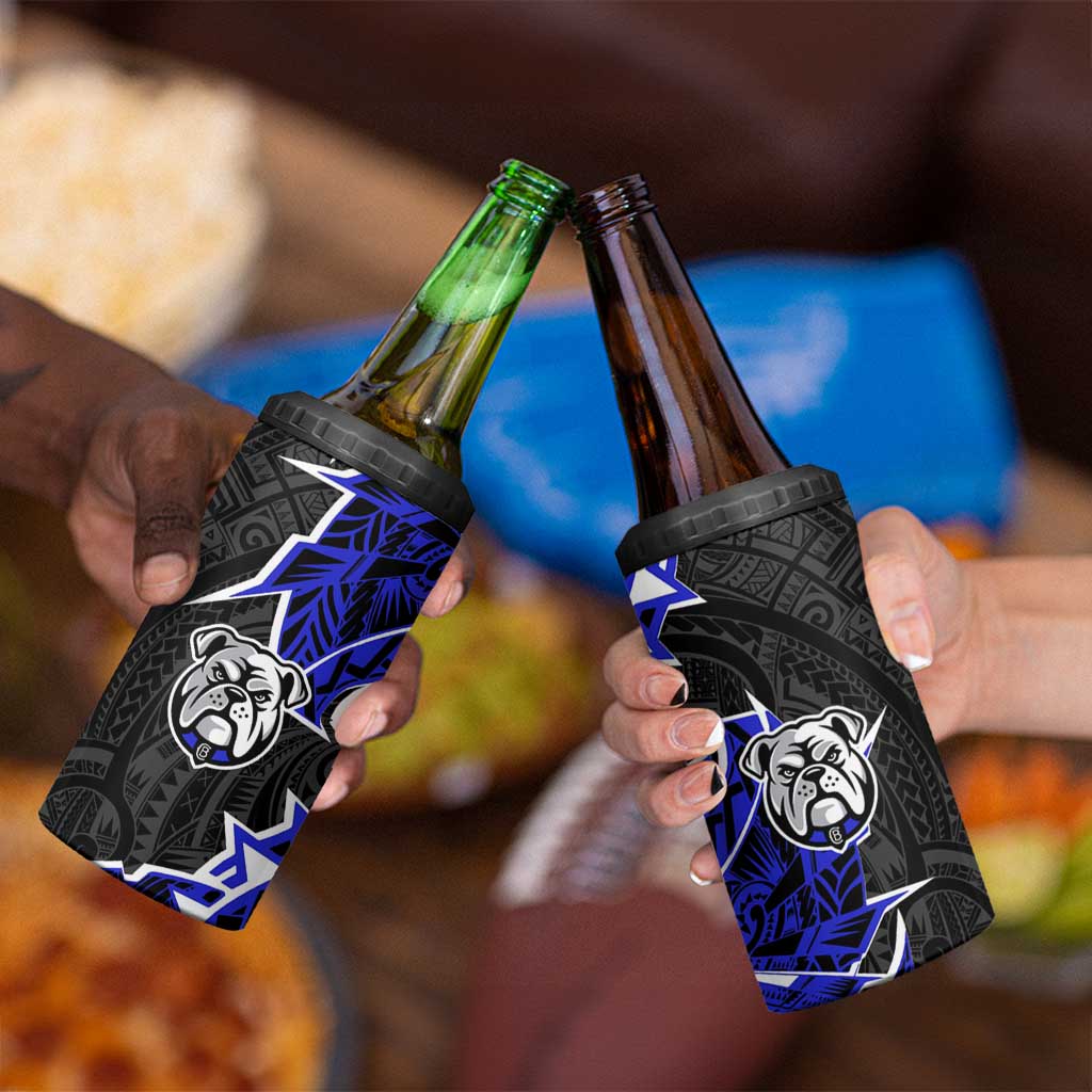 Canterbury Bankstown Bulldogs 4 in 1 Can Cooler Tumbler Polynesian Tribal Tattoo Pacific Sport Art