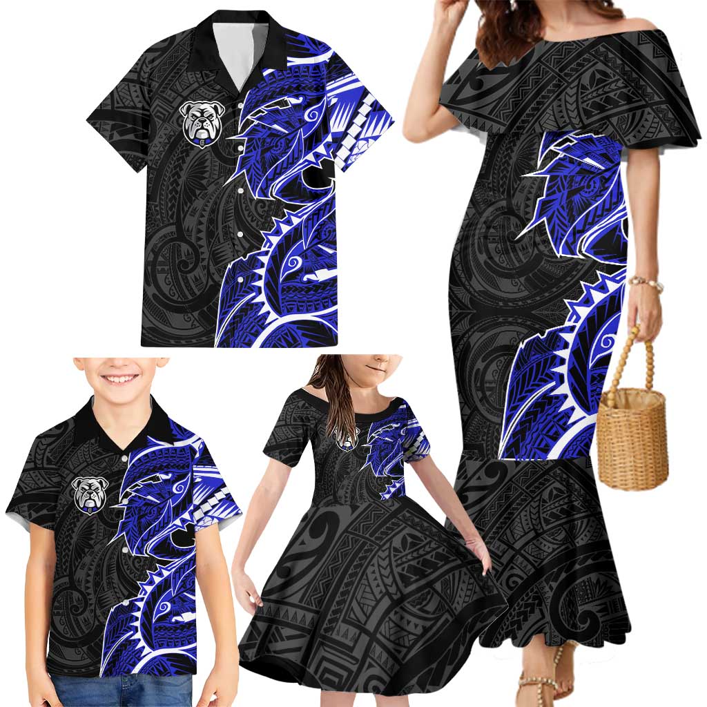 Canterbury Bankstown Bulldogs Family Matching Mermaid Dress and Hawaiian Shirt Polynesian Tribal Tattoo Pacific Sport Art
