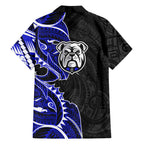 Canterbury Bankstown Bulldogs Family Matching Off Shoulder Maxi Dress and Hawaiian Shirt Polynesian Tribal Tattoo Pacific Sport Art