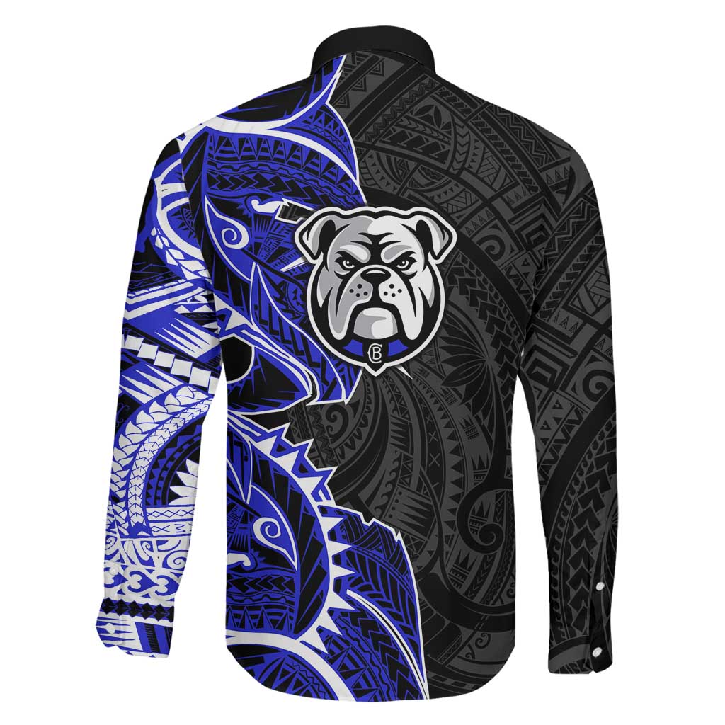 Canterbury Bankstown Bulldogs Family Matching Off Shoulder Short Dress and Hawaiian Shirt Polynesian Tribal Tattoo Pacific Sport Art