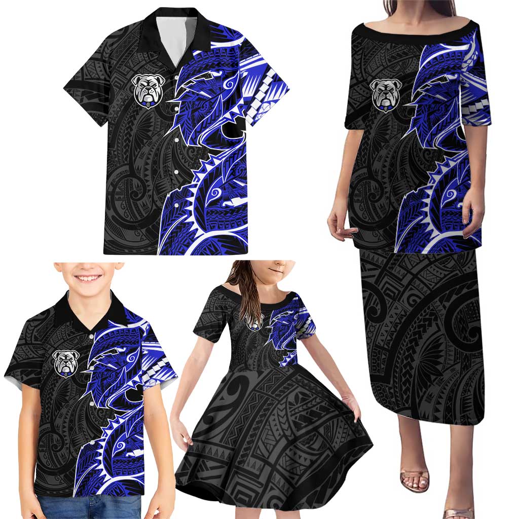 Canterbury Bankstown Bulldogs Family Matching Puletasi and Hawaiian Shirt Polynesian Tribal Tattoo Pacific Sport Art