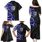 Canterbury Bankstown Bulldogs Family Matching Puletasi and Hawaiian Shirt Polynesian Tribal Tattoo Pacific Sport Art
