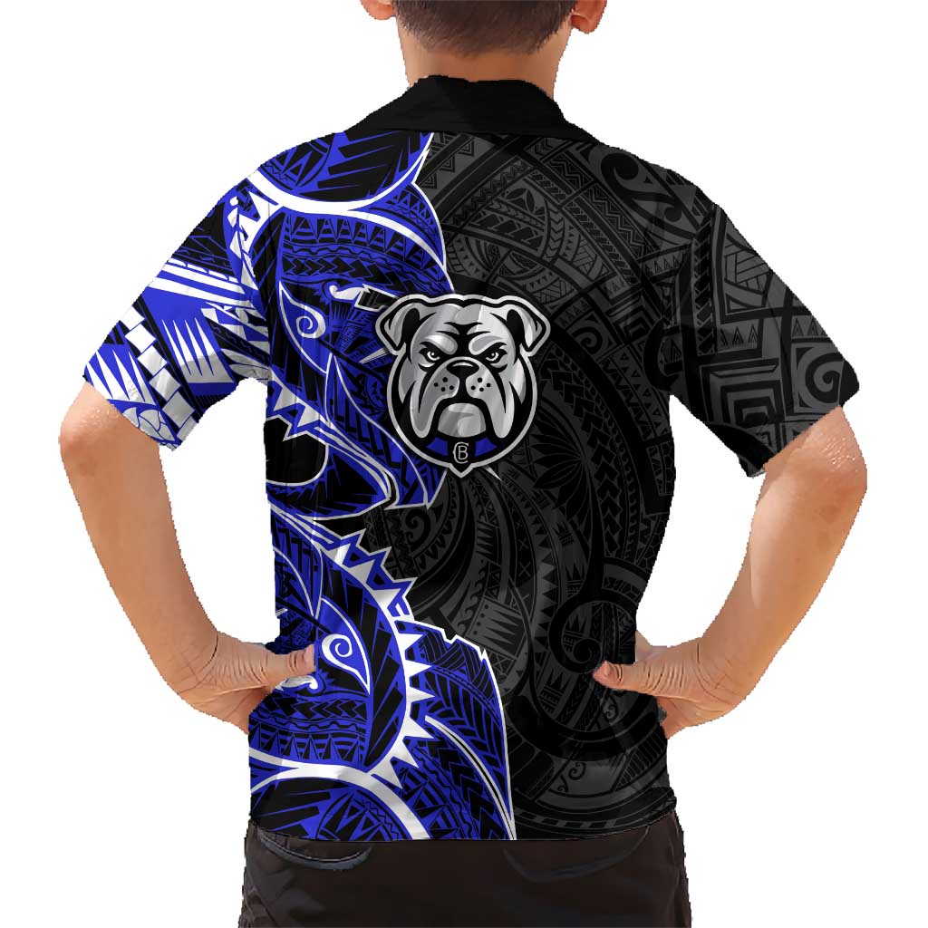Canterbury Bankstown Bulldogs Family Matching Short Sleeve Bodycon Dress and Hawaiian Shirt Polynesian Tribal Tattoo Pacific Sport Art