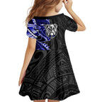 Canterbury Bankstown Bulldogs Family Matching Summer Maxi Dress and Hawaiian Shirt Polynesian Tribal Tattoo Pacific Sport Art