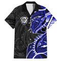 Canterbury Bankstown Bulldogs Family Matching Summer Maxi Dress and Hawaiian Shirt Polynesian Tribal Tattoo Pacific Sport Art