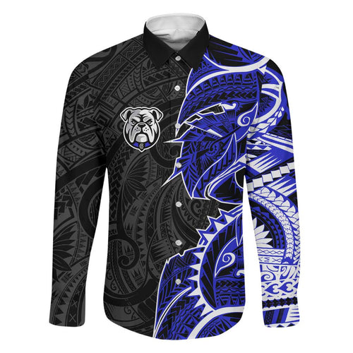 Canterbury Bankstown Bulldogs Family Matching Summer Maxi Dress and Hawaiian Shirt Polynesian Tribal Tattoo Pacific Sport Art