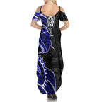 Canterbury Bankstown Bulldogs Family Matching Summer Maxi Dress and Hawaiian Shirt Polynesian Tribal Tattoo Pacific Sport Art