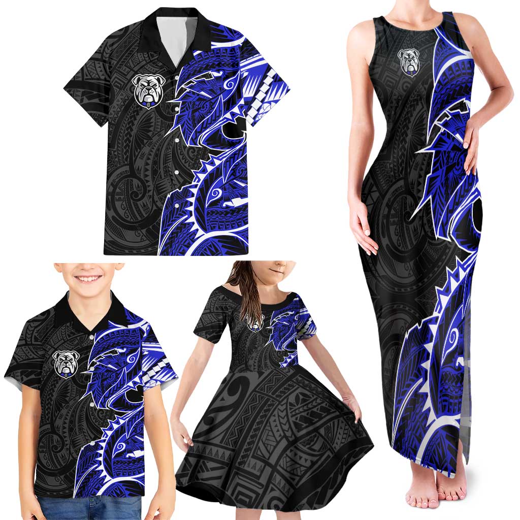Canterbury Bankstown Bulldogs Family Matching Tank Maxi Dress and Hawaiian Shirt Polynesian Tribal Tattoo Pacific Sport Art