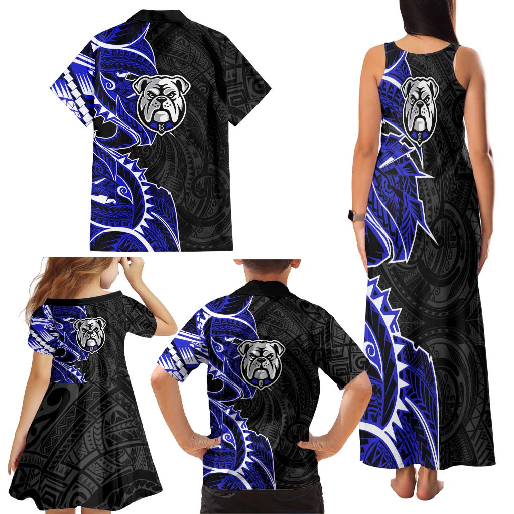 Canterbury Bankstown Bulldogs Family Matching Tank Maxi Dress and Hawaiian Shirt Polynesian Tribal Tattoo Pacific Sport Art