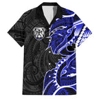 Canterbury Bankstown Bulldogs Family Matching Tank Maxi Dress and Hawaiian Shirt Polynesian Tribal Tattoo Pacific Sport Art