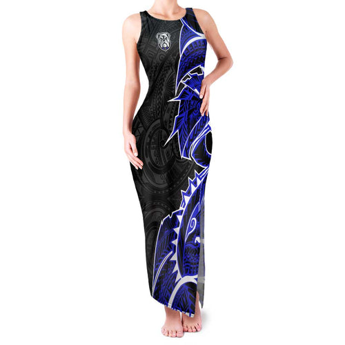 Canterbury Bankstown Bulldogs Family Matching Tank Maxi Dress and Hawaiian Shirt Polynesian Tribal Tattoo Pacific Sport Art