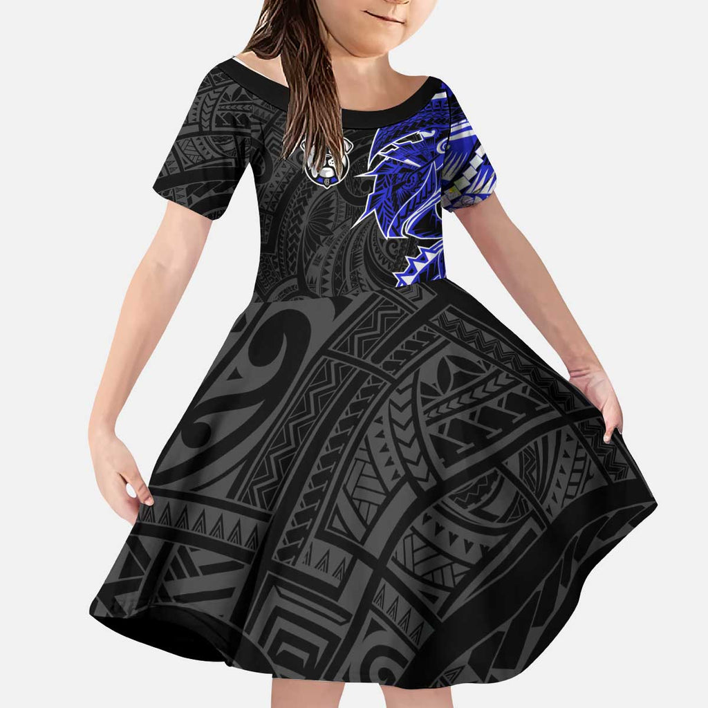 Canterbury Bankstown Bulldogs Kid Short Sleeve Dress Polynesian Tribal Tattoo Pacific Sport Art