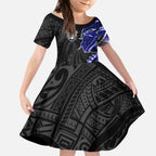 Canterbury Bankstown Bulldogs Kid Short Sleeve Dress Polynesian Tribal Tattoo Pacific Sport Art