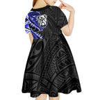 Canterbury Bankstown Bulldogs Kid Short Sleeve Dress Polynesian Tribal Tattoo Pacific Sport Art