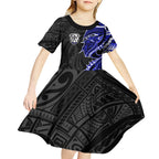 Canterbury Bankstown Bulldogs Kid Short Sleeve Dress Polynesian Tribal Tattoo Pacific Sport Art