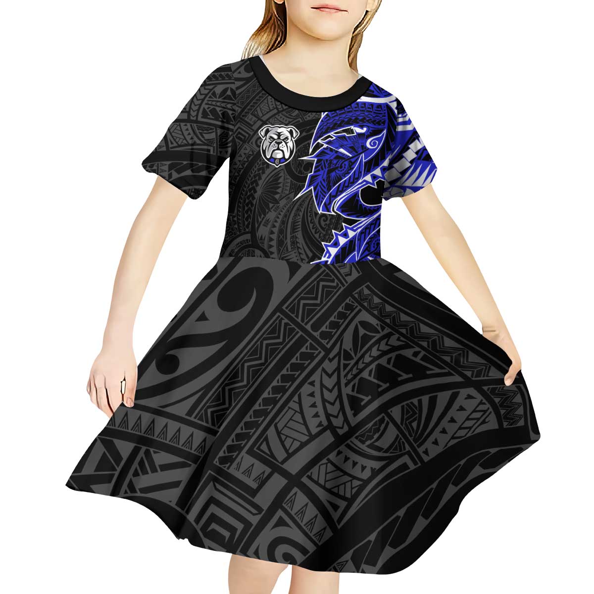Canterbury Bankstown Bulldogs Kid Short Sleeve Dress Polynesian Tribal Tattoo Pacific Sport Art