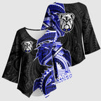 Canterbury Bankstown Bulldogs Kimono Sleeve Blouse Polynesian Tribal Tattoo Pacific Sport Art