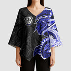 Canterbury Bankstown Bulldogs Kimono Sleeve Blouse Polynesian Tribal Tattoo Pacific Sport Art