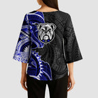 Canterbury Bankstown Bulldogs Kimono Sleeve Blouse Polynesian Tribal Tattoo Pacific Sport Art