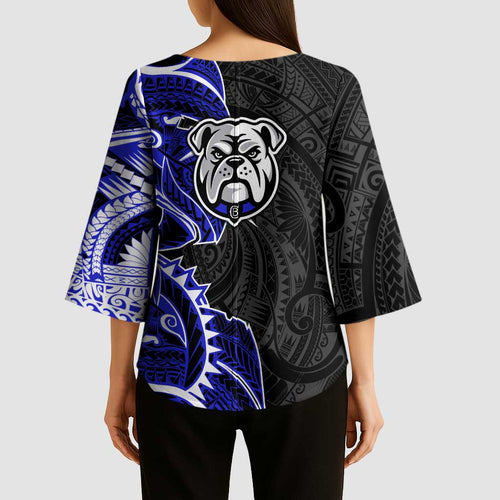 Canterbury Bankstown Bulldogs Kimono Sleeve Blouse Polynesian Tribal Tattoo Pacific Sport Art