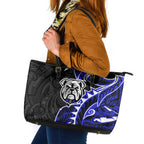 Canterbury Bankstown Bulldogs Leather Tote Bag Polynesian Tribal Tattoo Pacific Sport Art