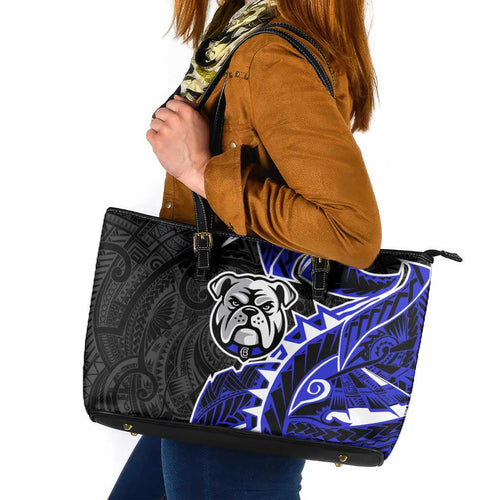 Canterbury Bankstown Bulldogs Leather Tote Bag Polynesian Tribal Tattoo Pacific Sport Art