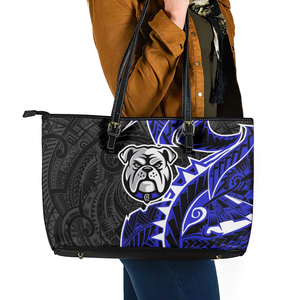 Canterbury Bankstown Bulldogs Leather Tote Bag Polynesian Tribal Tattoo Pacific Sport Art