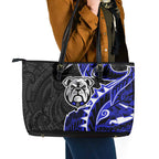 Canterbury Bankstown Bulldogs Leather Tote Bag Polynesian Tribal Tattoo Pacific Sport Art