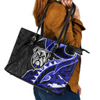 Canterbury Bankstown Bulldogs Leather Tote Bag Polynesian Tribal Tattoo Pacific Sport Art