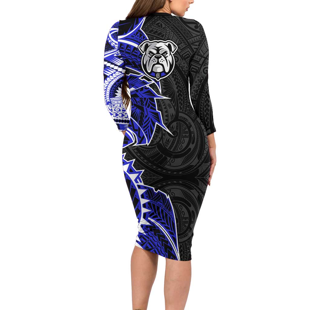 Canterbury Bankstown Bulldogs Long Sleeve Bodycon Dress Polynesian Tribal Tattoo Pacific Sport Art