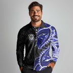 Canterbury Bankstown Bulldogs Long Sleeve Polo Shirt Polynesian Tribal Tattoo Pacific Sport Art