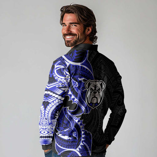 Canterbury Bankstown Bulldogs Long Sleeve Polo Shirt Polynesian Tribal Tattoo Pacific Sport Art