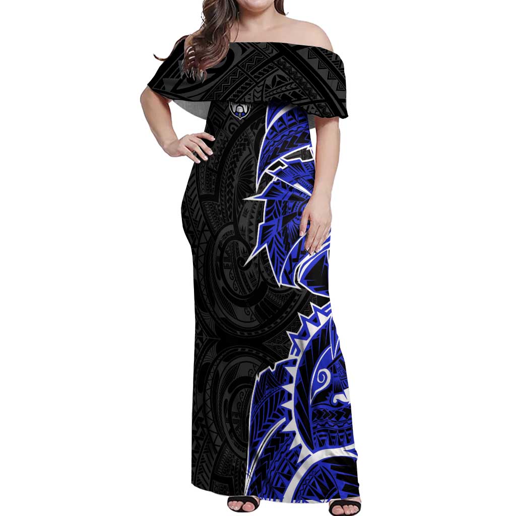 Canterbury Bankstown Bulldogs Off Shoulder Maxi Dress Polynesian Tribal Tattoo Pacific Sport Art
