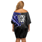 Canterbury Bankstown Bulldogs Off Shoulder Short Dress Polynesian Tribal Tattoo Pacific Sport Art