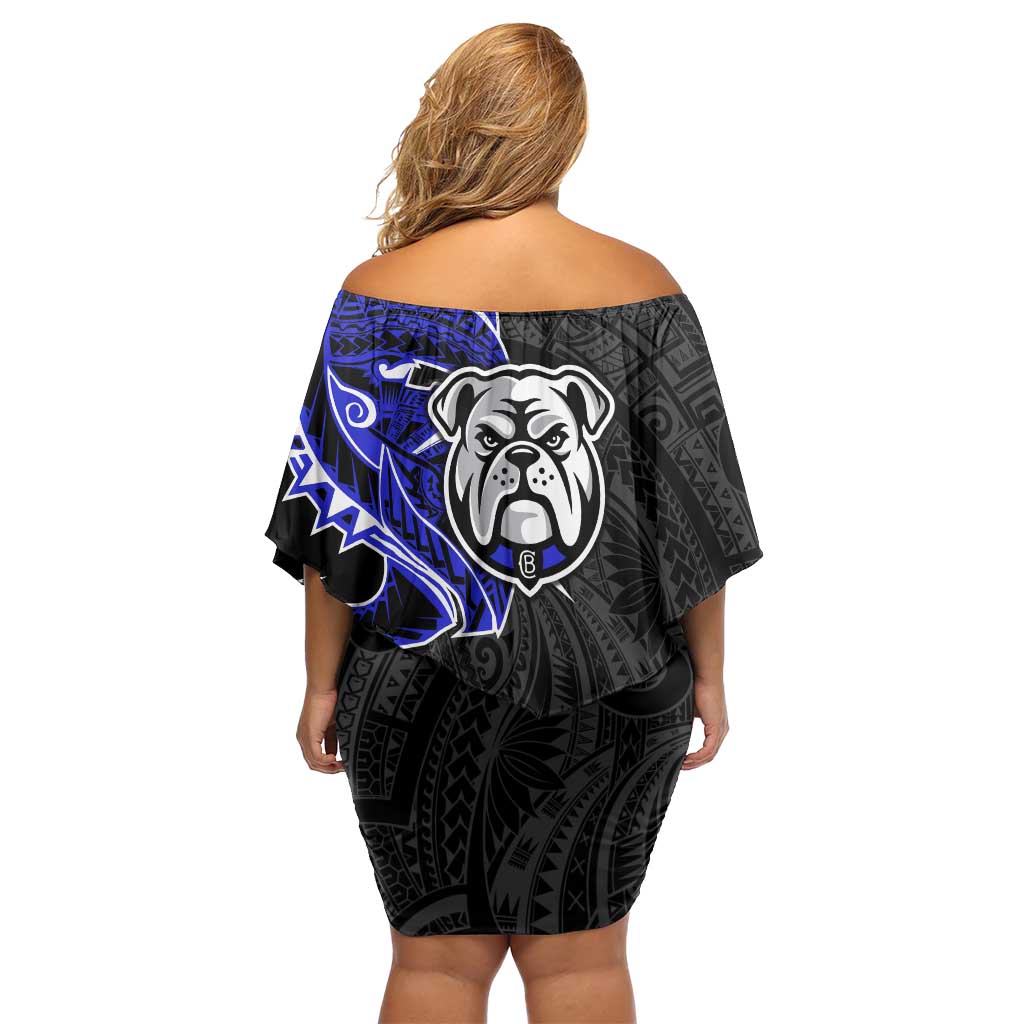 Canterbury Bankstown Bulldogs Off Shoulder Short Dress Polynesian Tribal Tattoo Pacific Sport Art