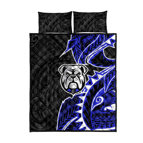 Canterbury Bankstown Bulldogs Quilt Bed Set Polynesian Tribal Tattoo Pacific Sport Art
