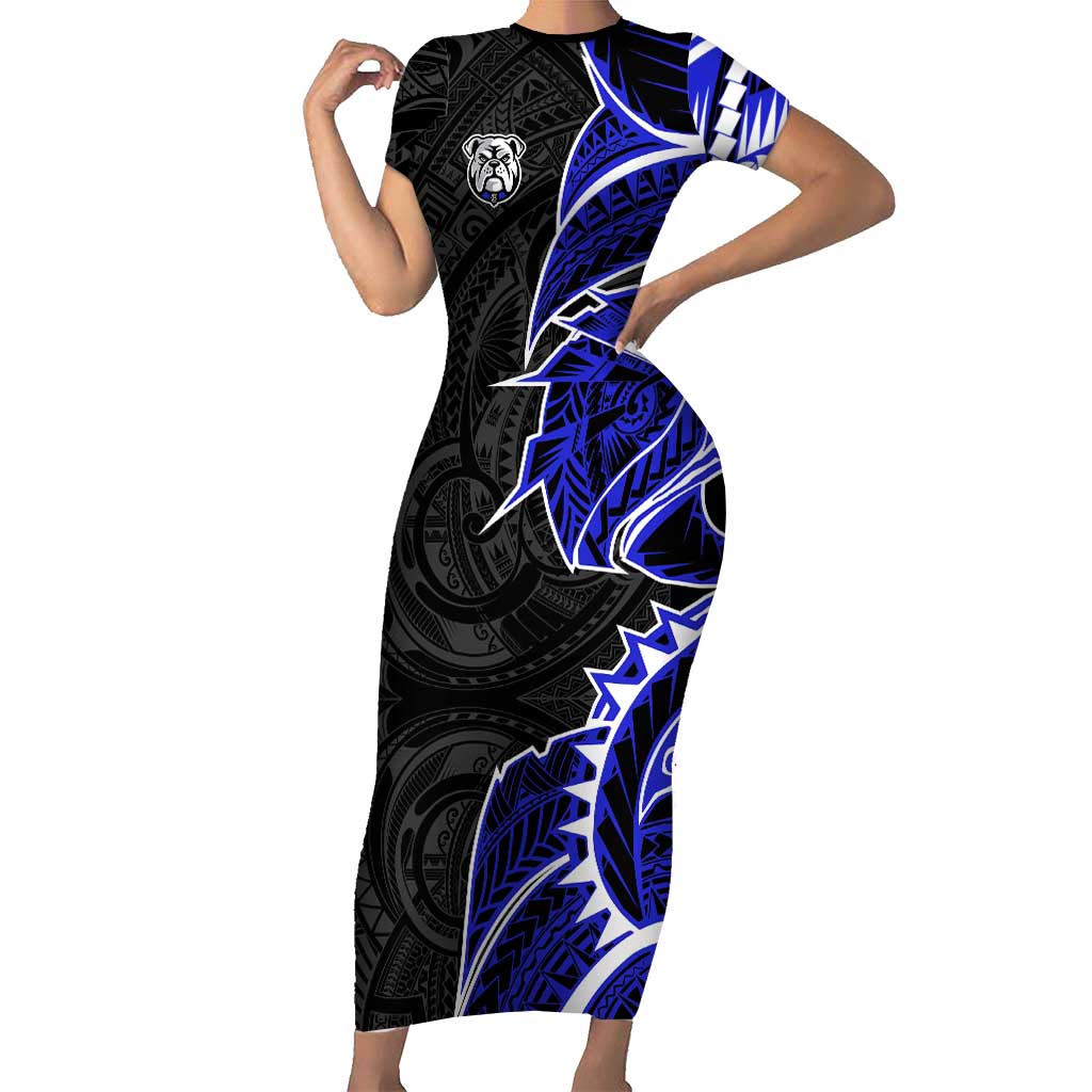 Canterbury Bankstown Bulldogs Short Sleeve Bodycon Dress Polynesian Tribal Tattoo Pacific Sport Art