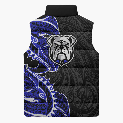 Canterbury Bankstown Bulldogs Sleeveless Puffer Jacket Polynesian Tribal Tattoo Pacific Sport Art