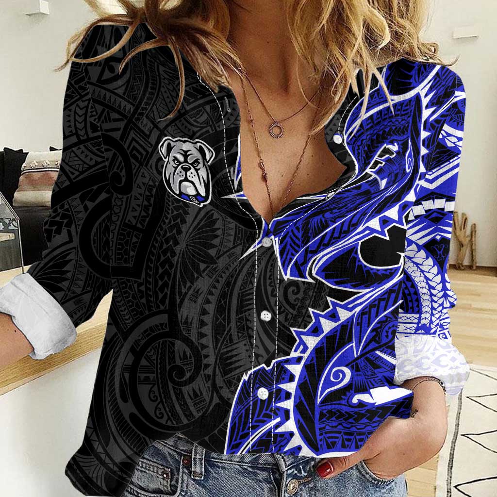 Canterbury Bankstown Bulldogs Women Casual Shirt Polynesian Tribal Tattoo Pacific Sport Art