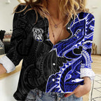 Canterbury Bankstown Bulldogs Women Casual Shirt Polynesian Tribal Tattoo Pacific Sport Art