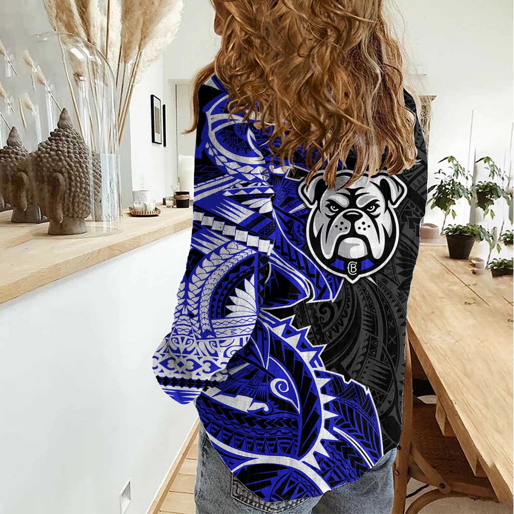 Canterbury Bankstown Bulldogs Women Casual Shirt Polynesian Tribal Tattoo Pacific Sport Art