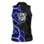 Canterbury Bankstown Bulldogs Women Sleeveless Polo Shirt Polynesian Tribal Tattoo Pacific Sport Art