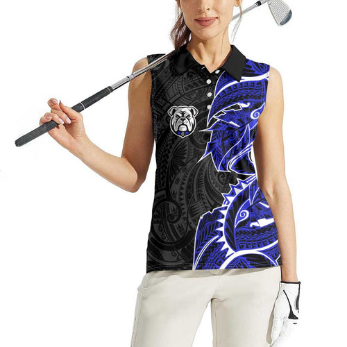 Canterbury Bankstown Bulldogs Women Sleeveless Polo Shirt Polynesian Tribal Tattoo Pacific Sport Art