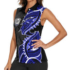 Canterbury Bankstown Bulldogs Women Sleeveless Polo Shirt Polynesian Tribal Tattoo Pacific Sport Art
