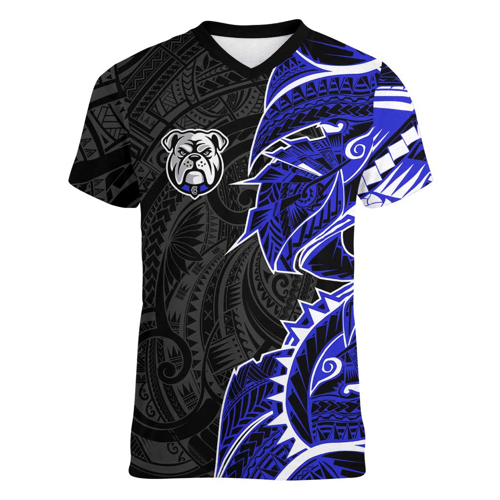 Canterbury Bankstown Bulldogs Women V-Neck T-Shirt Polynesian Tribal Tattoo Pacific Sport Art